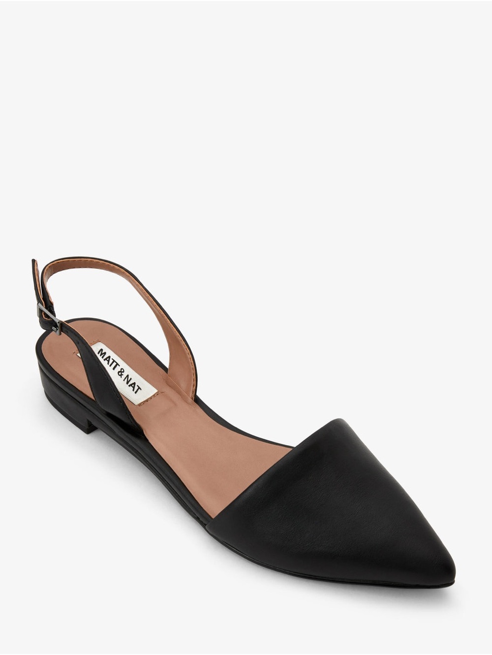 Matt & Nat Black Pointed Slingback Flat with Tan Insole